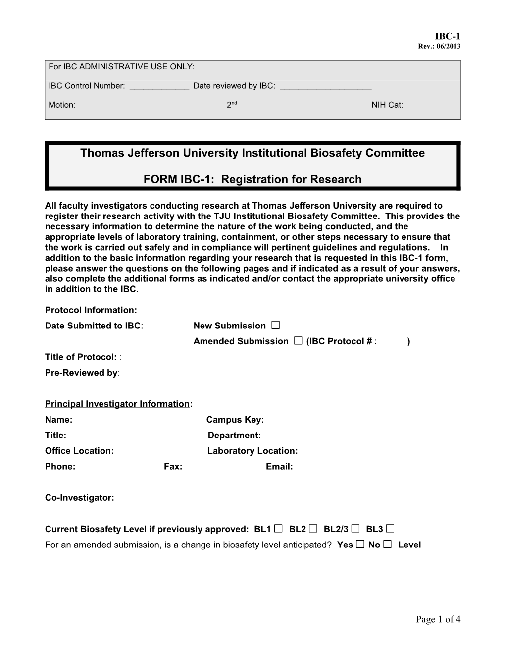 Thomas Jefferson University Institutional Biosafety Committee