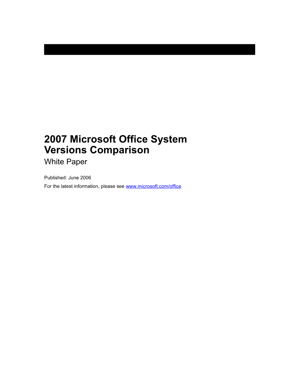 2007 Microsoft Office System Versions Comparison