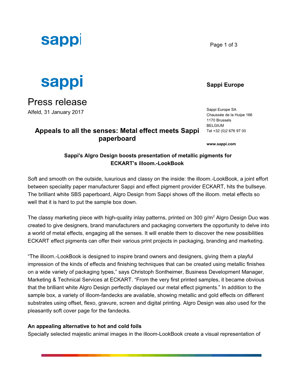 Sappi Media Release - Template EN