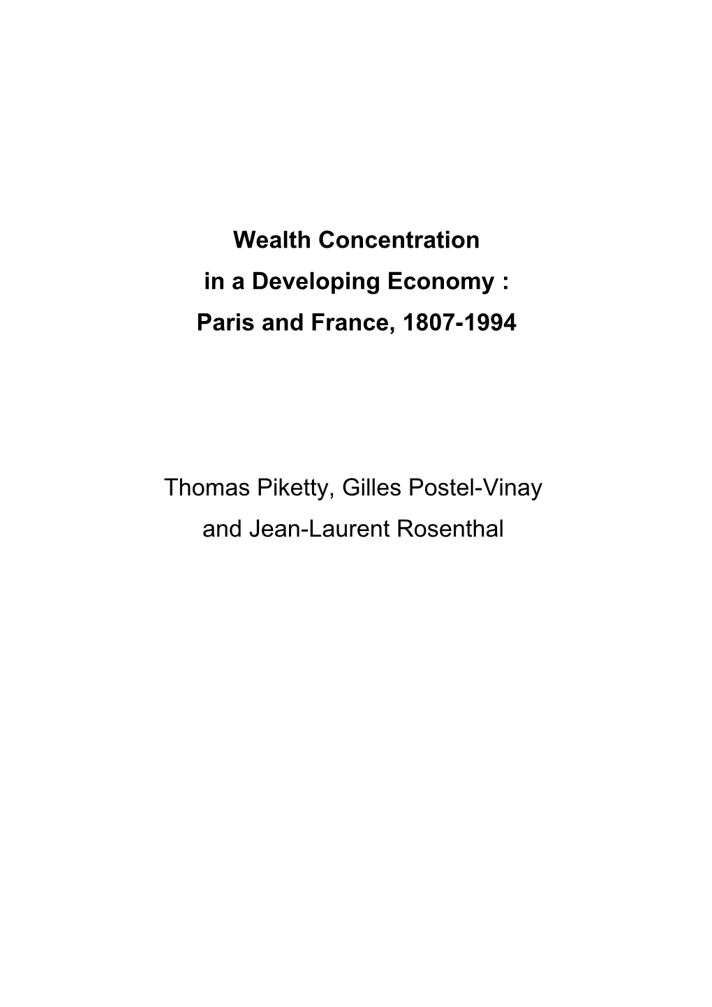 Wealth Concentration