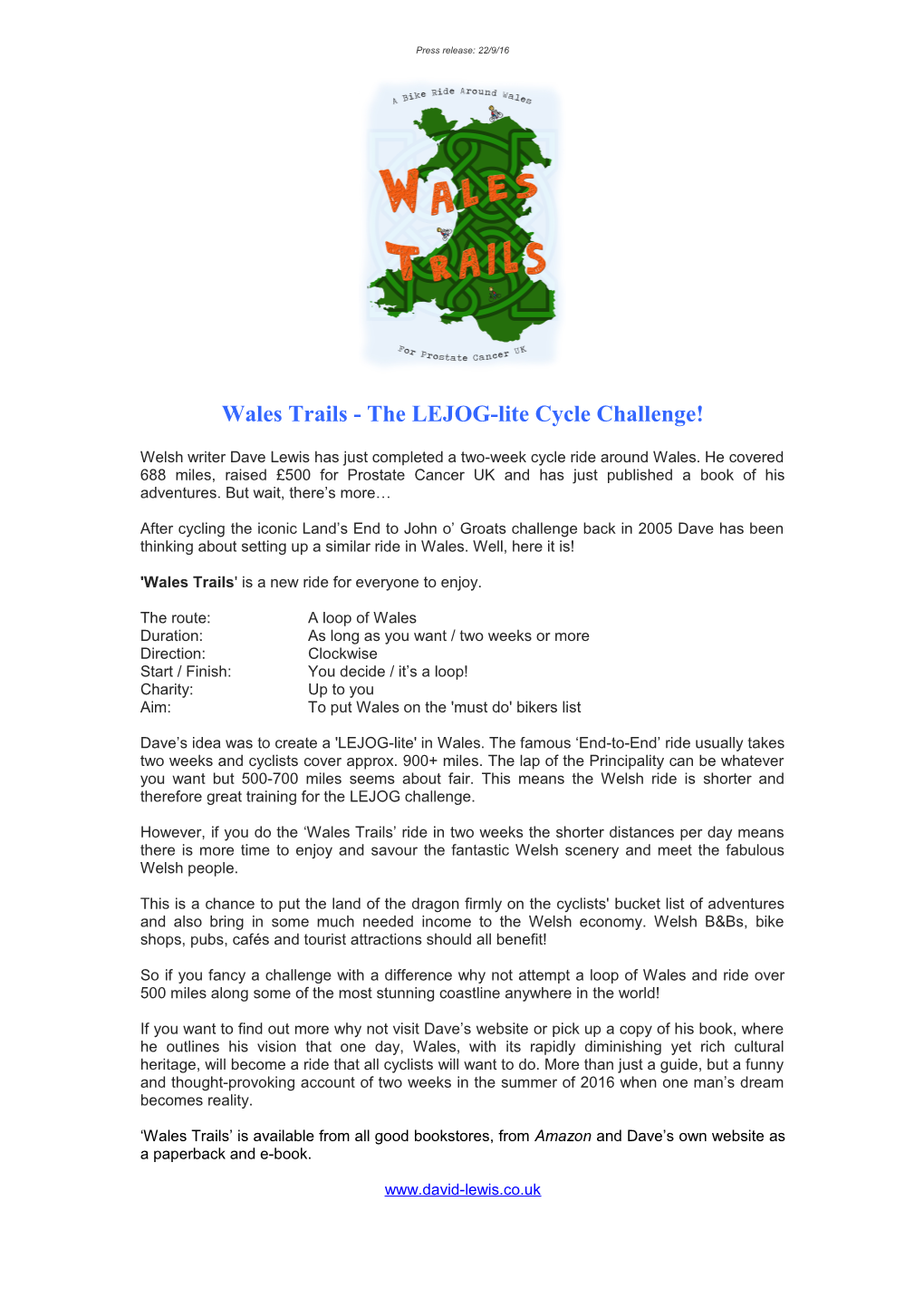 Wales Trails - the LEJOG-Lite Cycle Challenge!