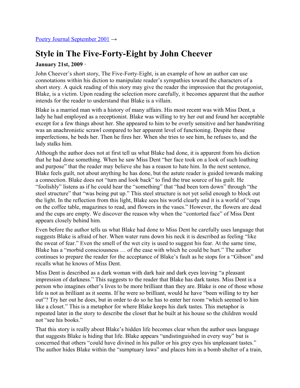 Style in the Five-Forty-Eight by John Cheever