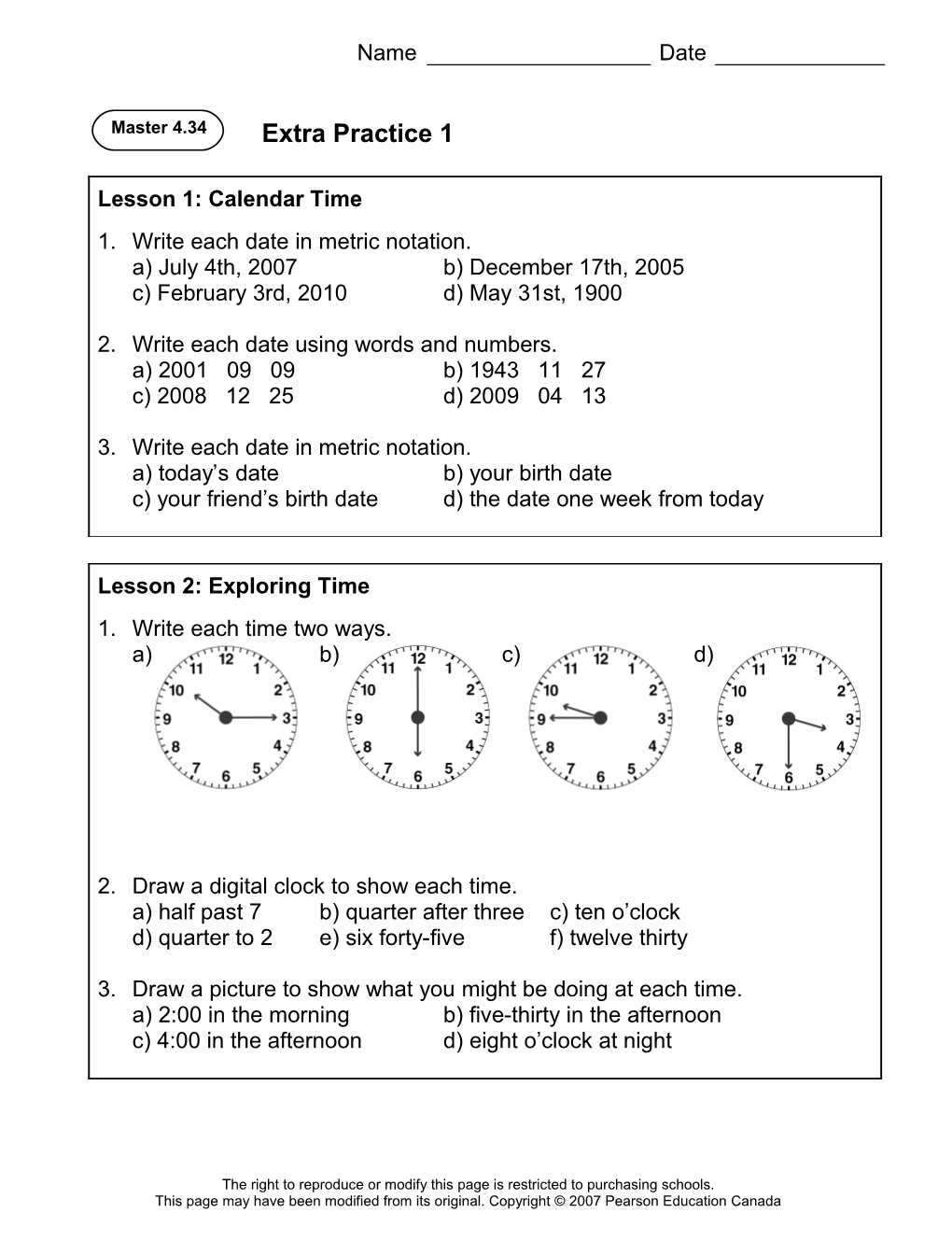 Lesson 1: Calendar Time