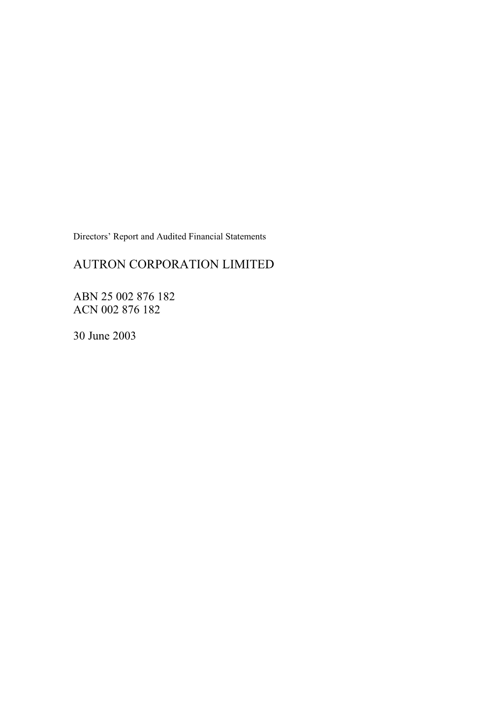 Autron Corporation Limiteddraft