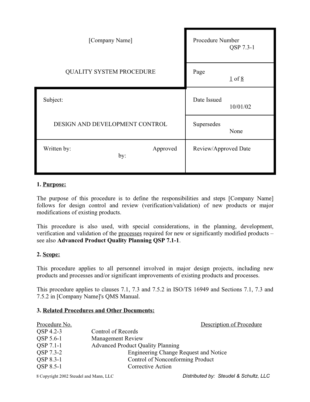 3. Related Procedures and Other Documents