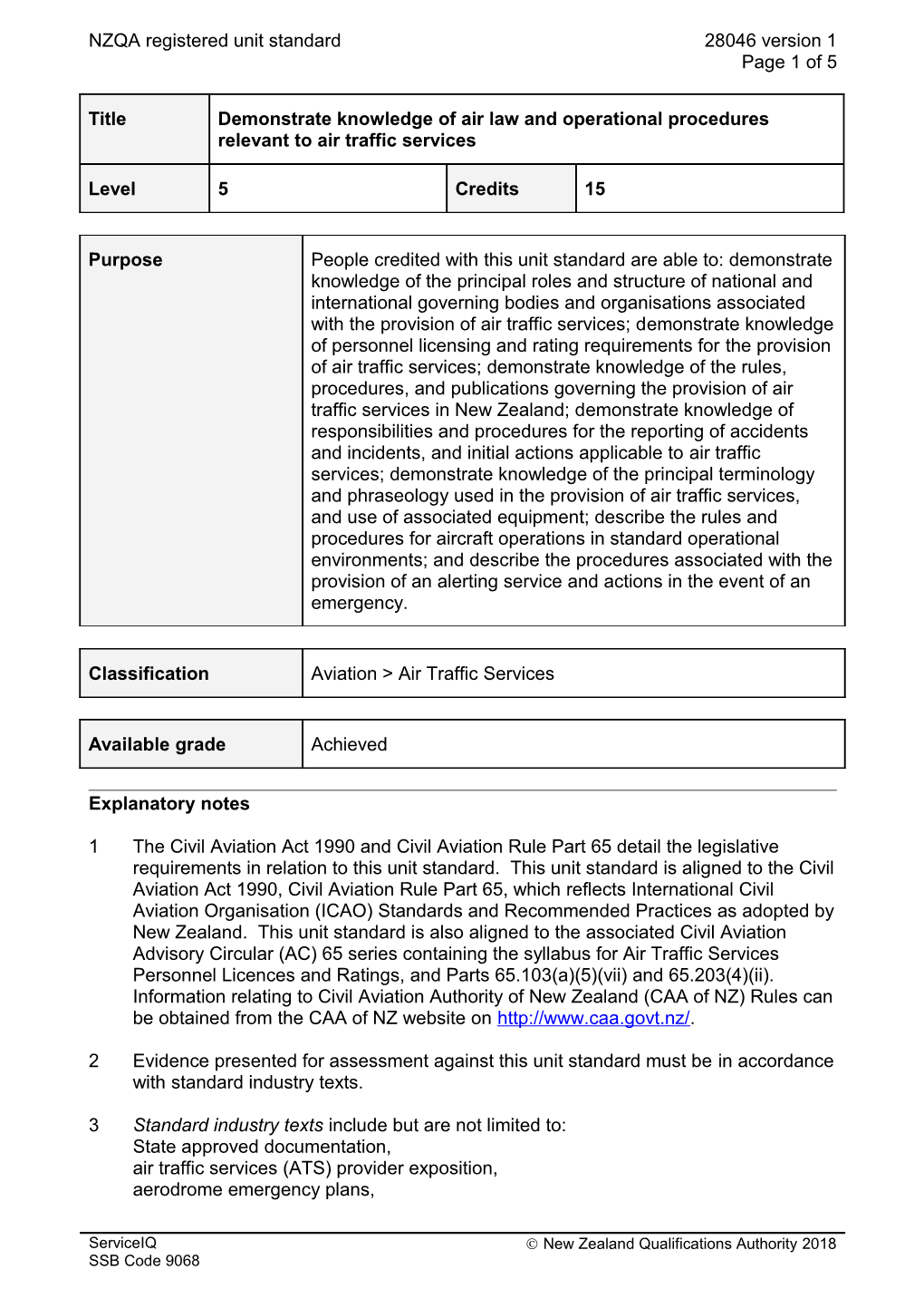 28046 Demonstrate Knowledge of Air Law and Operational Procedures Relevant to Air Traffic