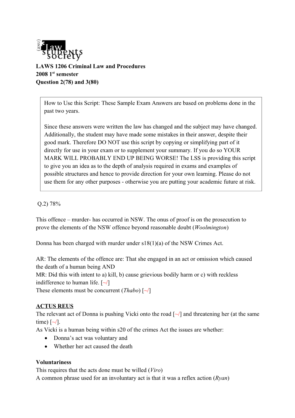 LAWS 1206 Criminal Law and Procedures