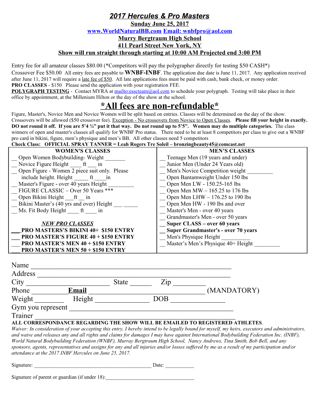 2004 INBF Northeast Classic Bodybuilding & Fitness Application