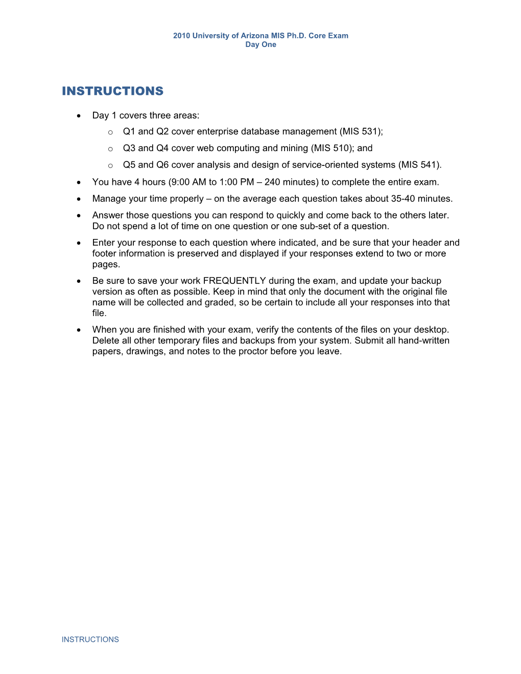 Ph.D. Core Exam 2010