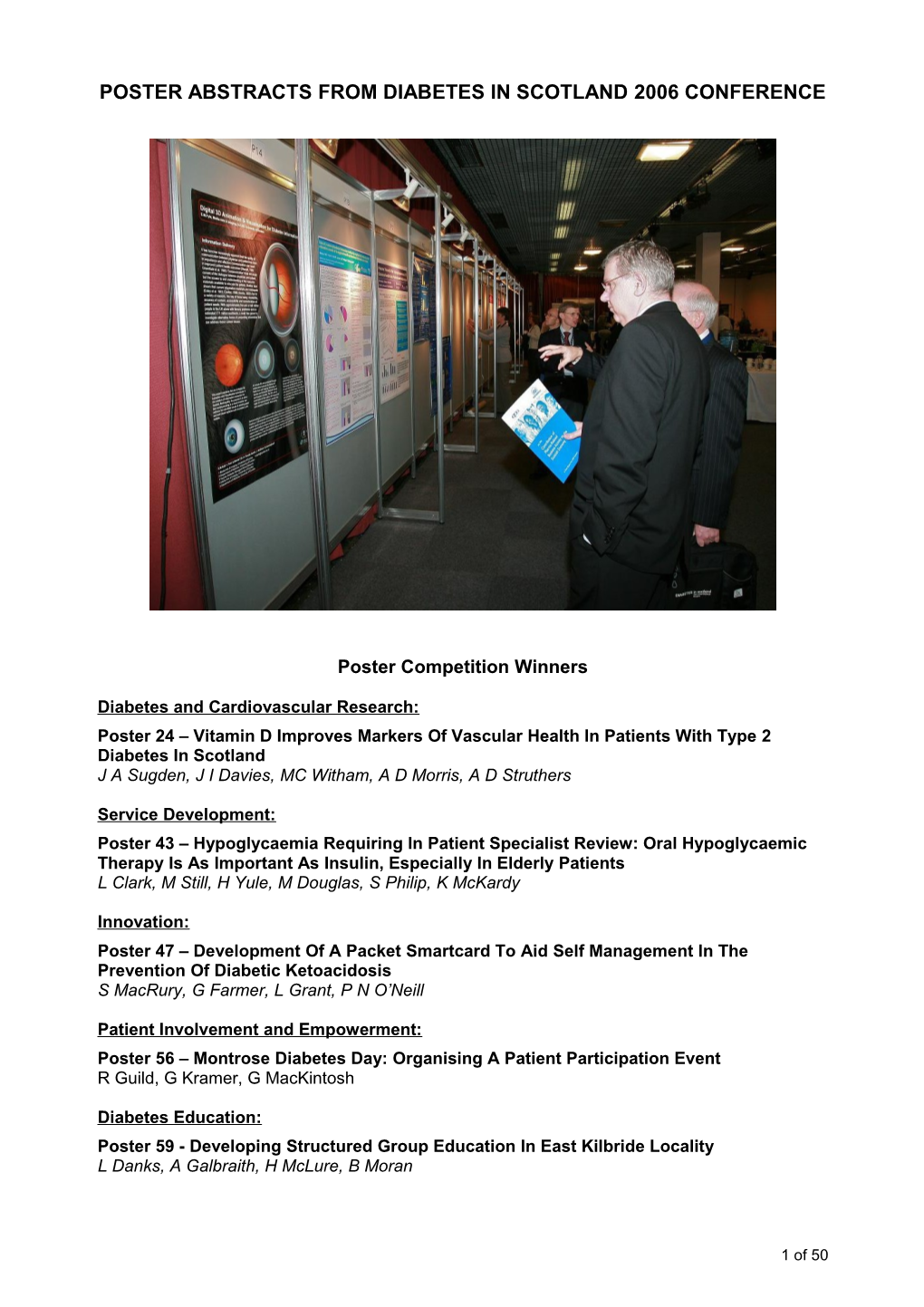 Poster Abstracts from Diabetes in Scotland 2006 Conference