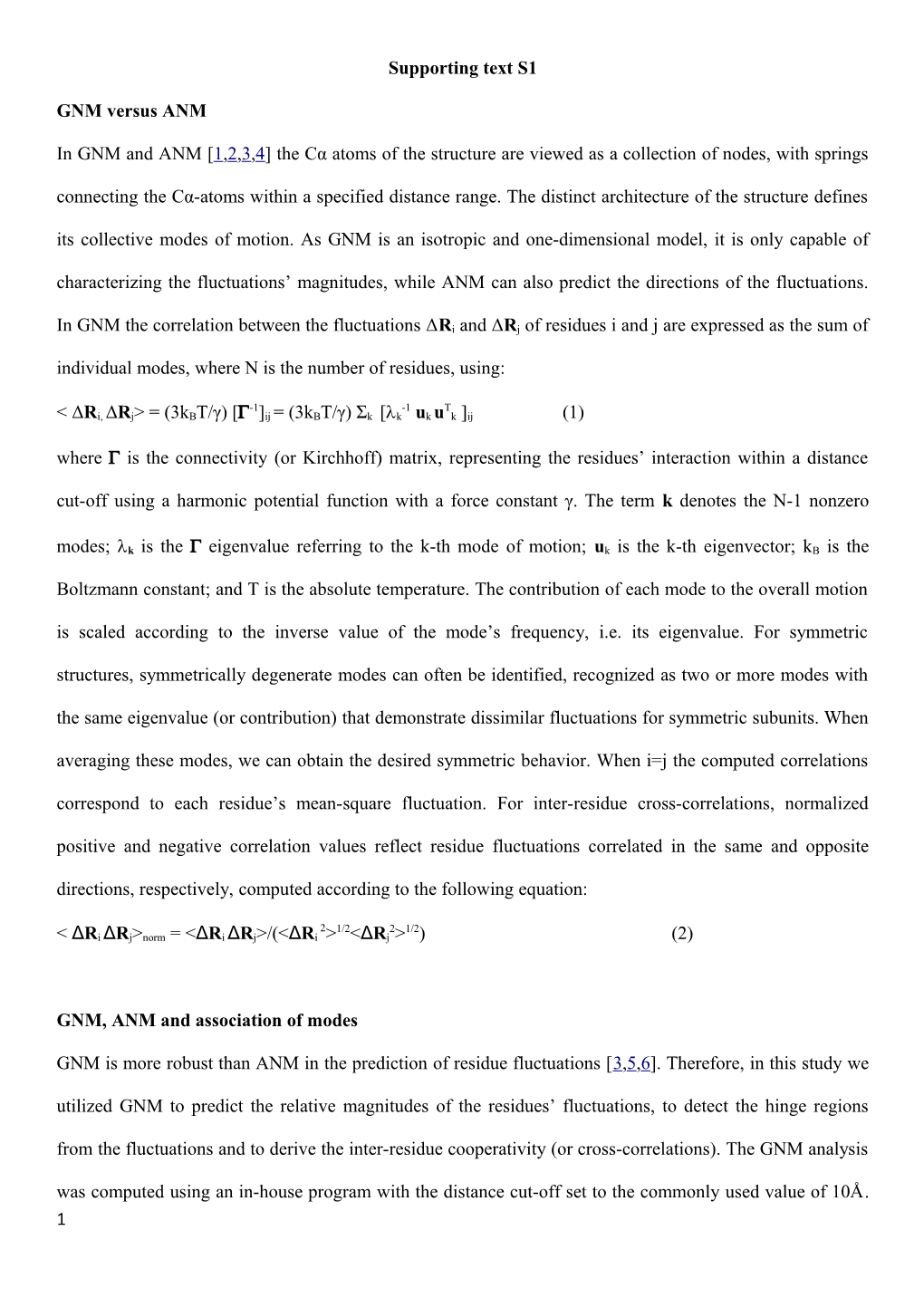 GNM, ANM and Association of Modes