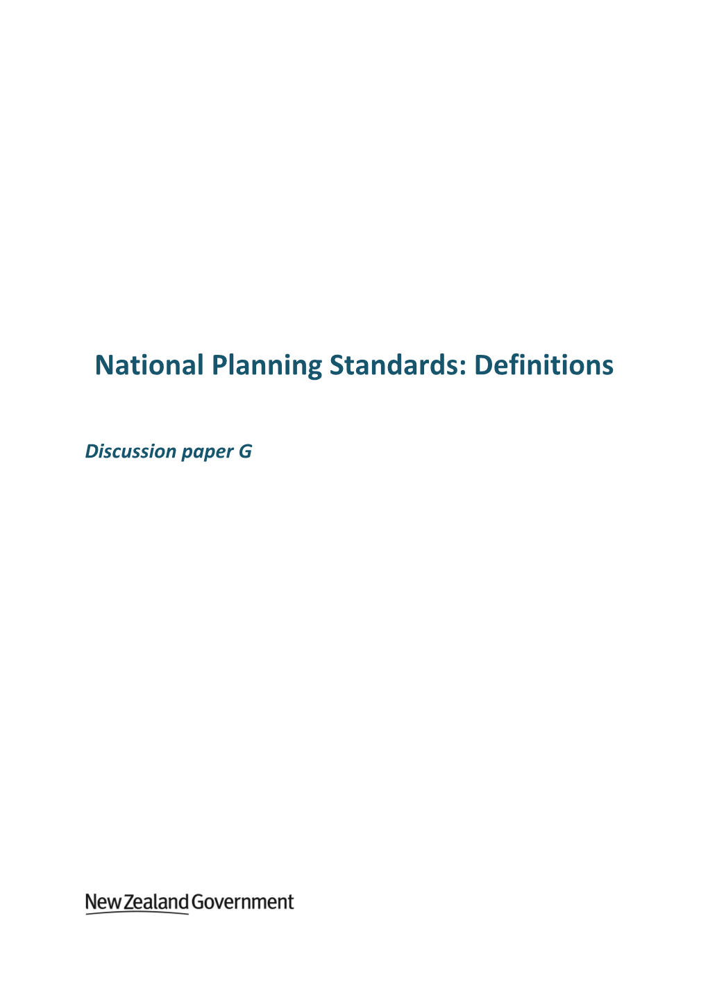 National Planning Standards: Definitions