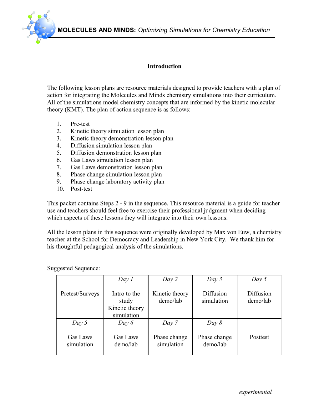 Day One: Pretest/Surveys