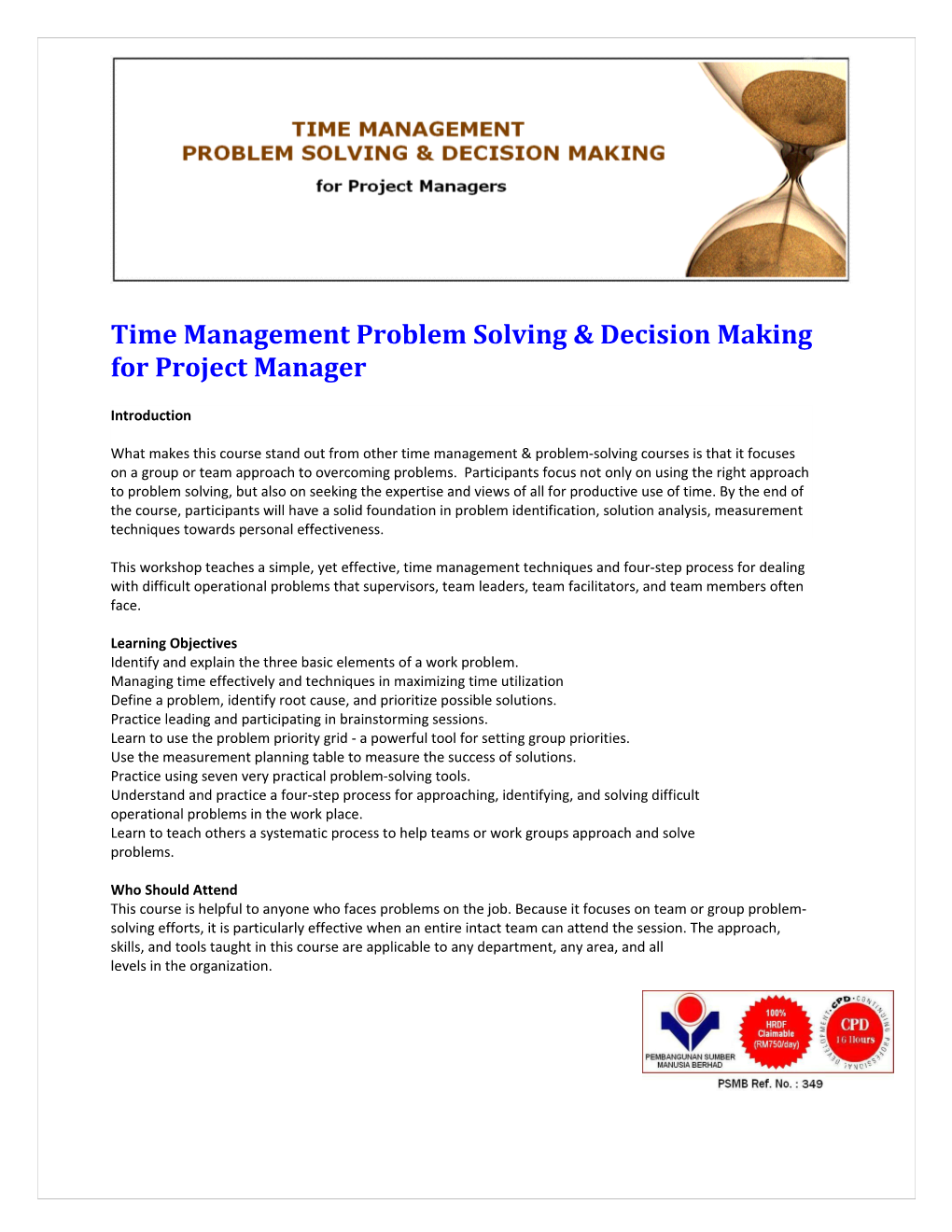 Time Management Problem Solving & Decision Making