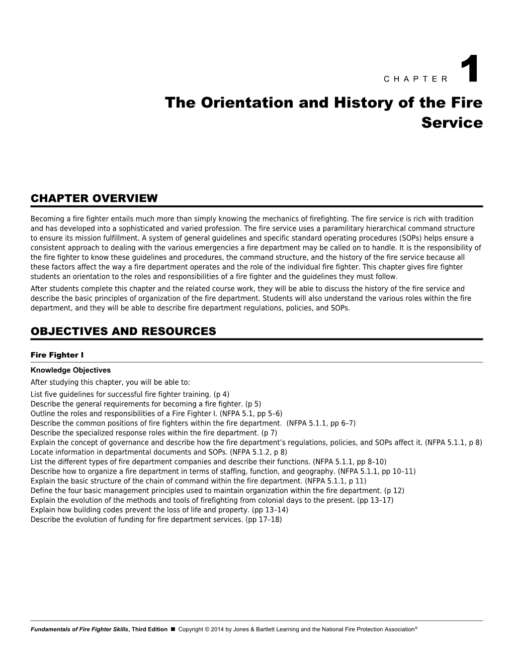 The Orientation and History of the Fire Service