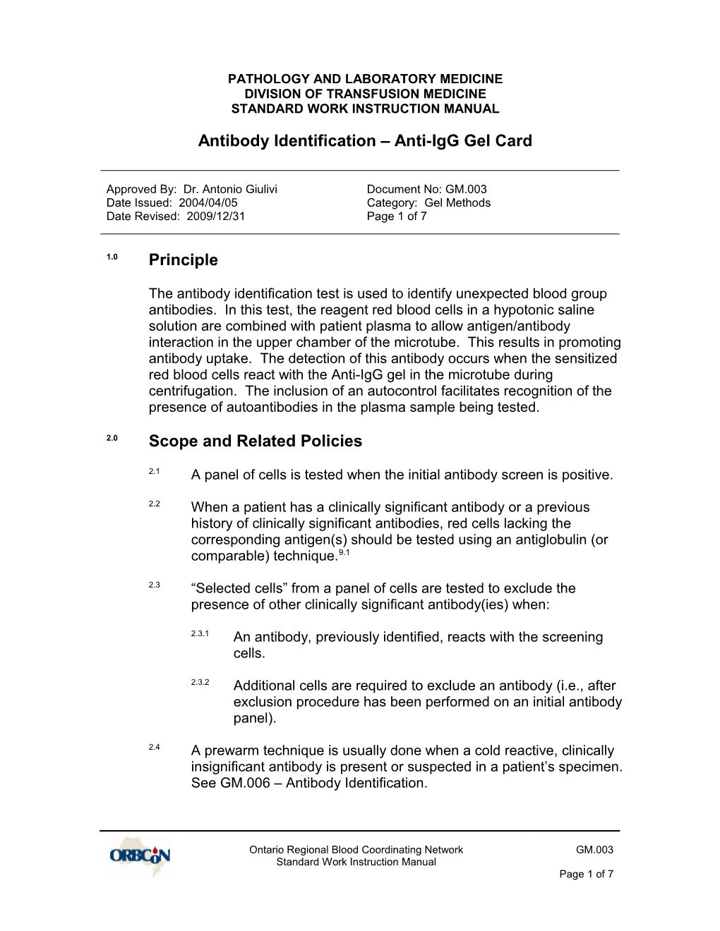 GM.005 Antibody Identification - Anti-Igg Gel Card