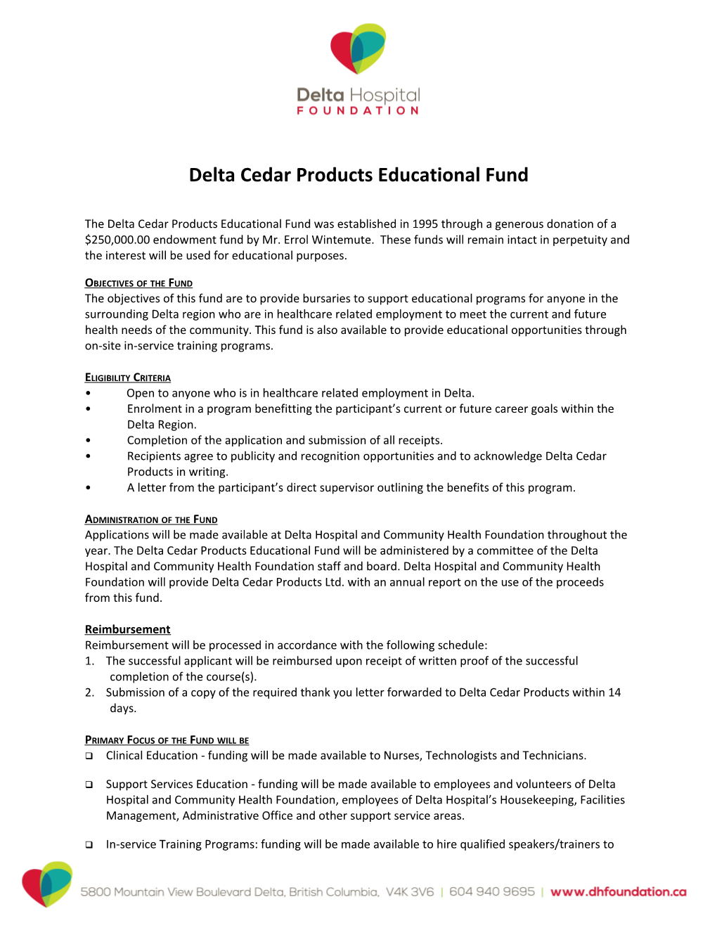 Delta Cedar Products Educational Fund