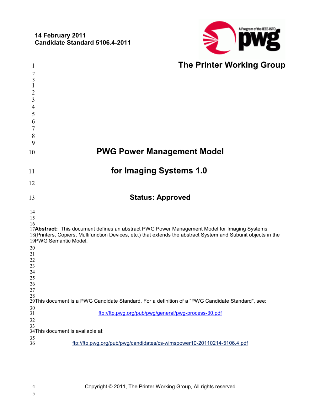 PWG Power Management Model