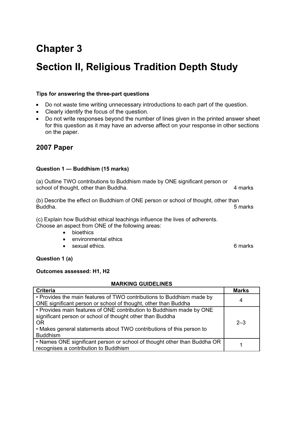 Chapter 3: Religious Tradition Depth Study 1