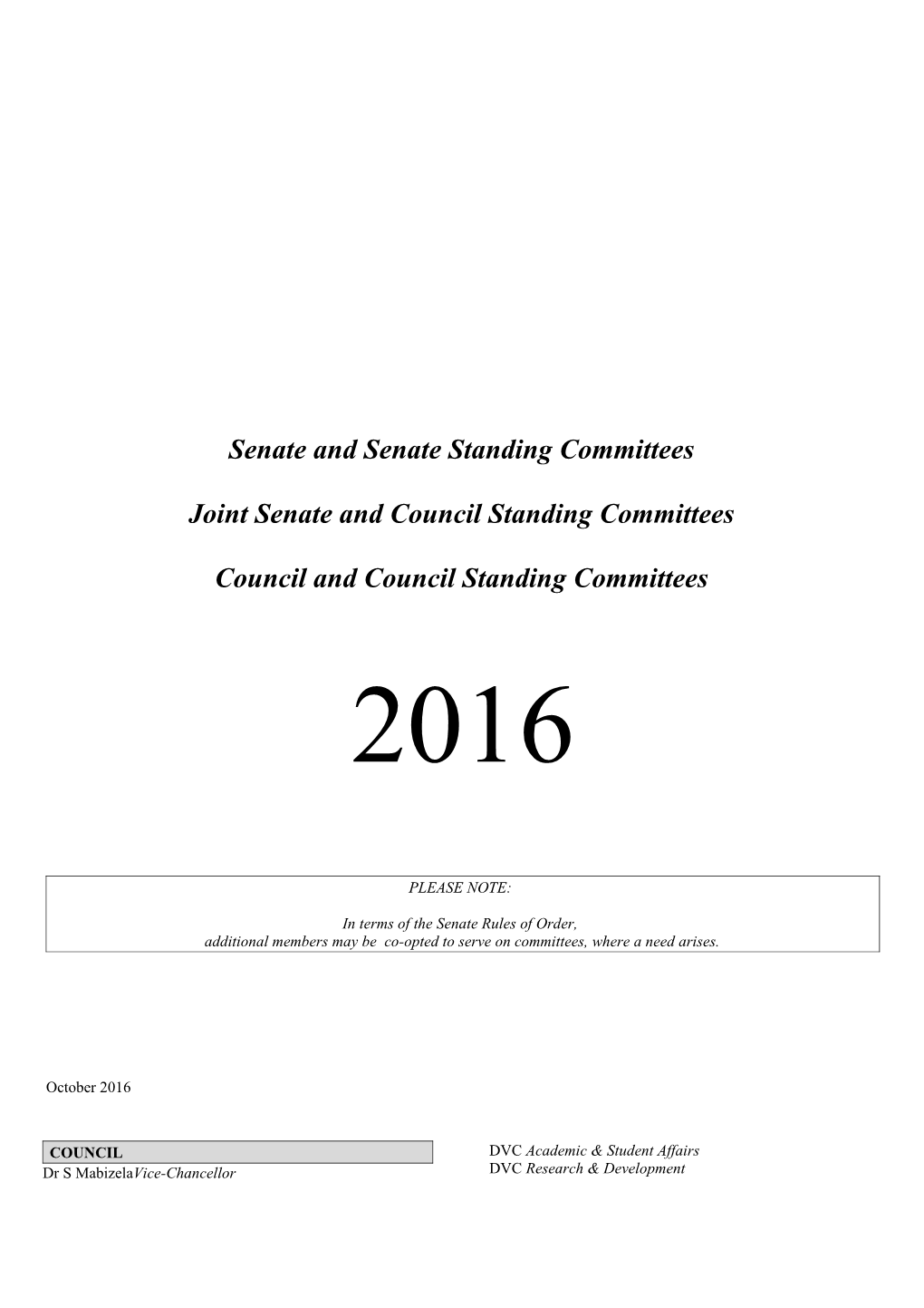 Senate and Senate Standing Committees