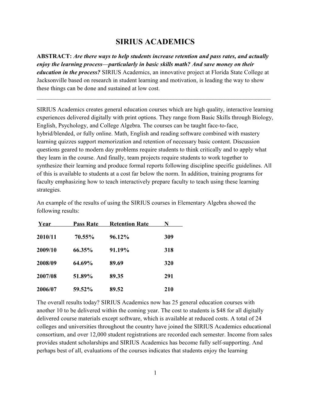 SIRIUS Academics (MS Word)