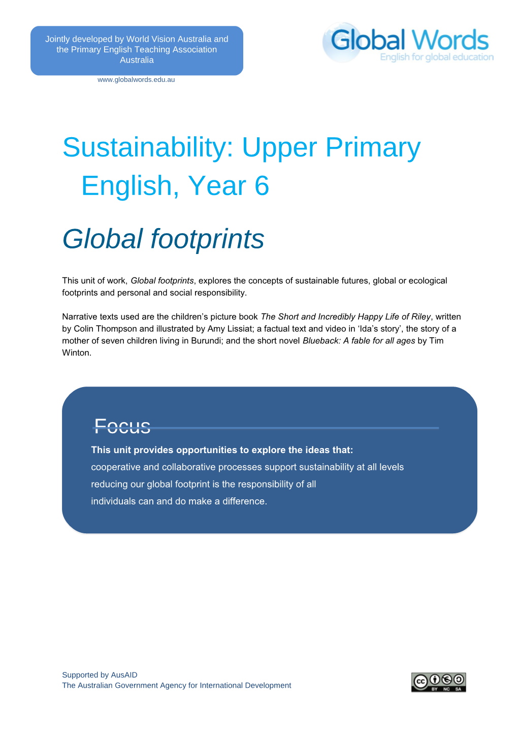 Sustainability: Upper Primary English, Year 6