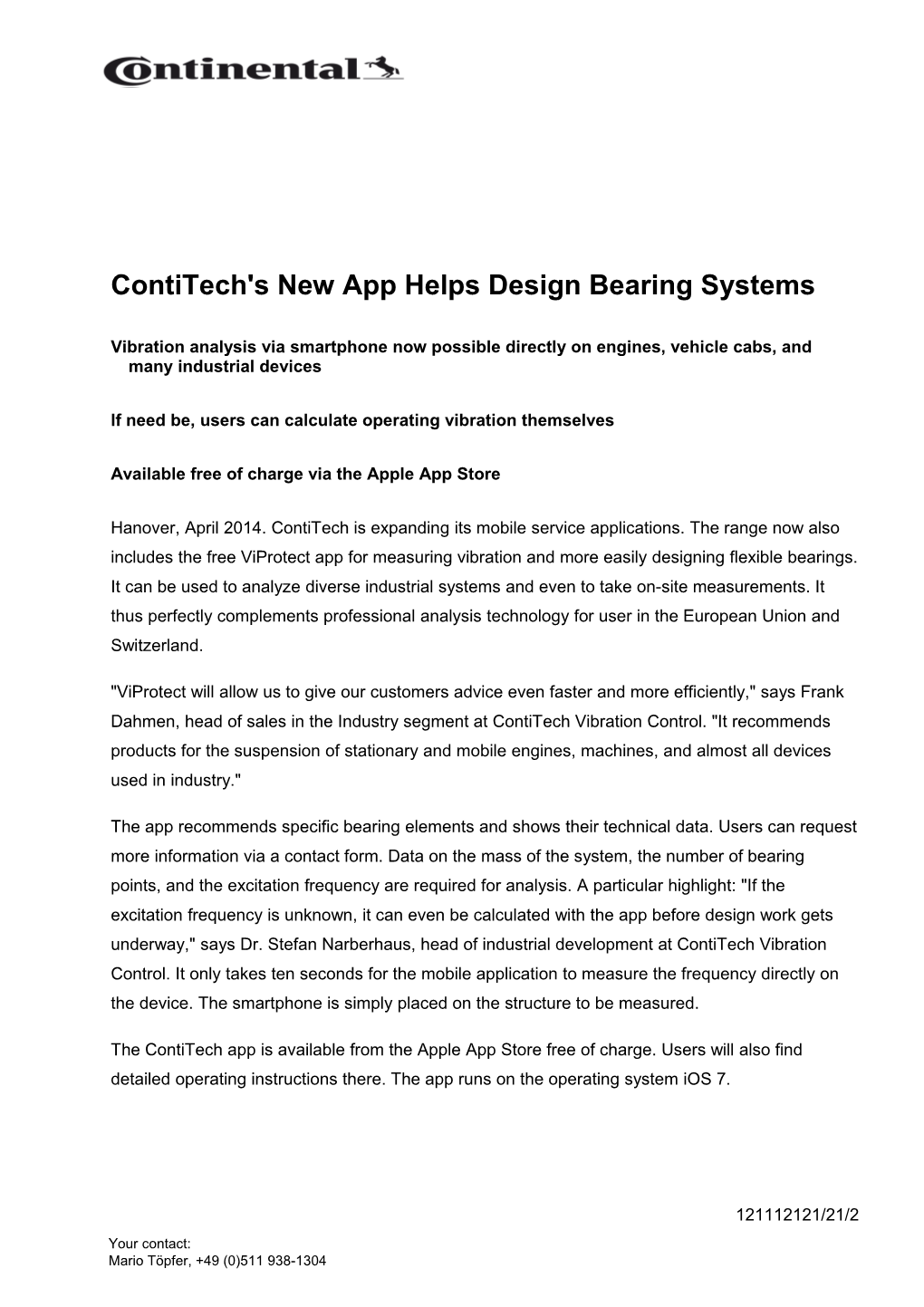 Contitech's New App Helps Design Bearing Systems