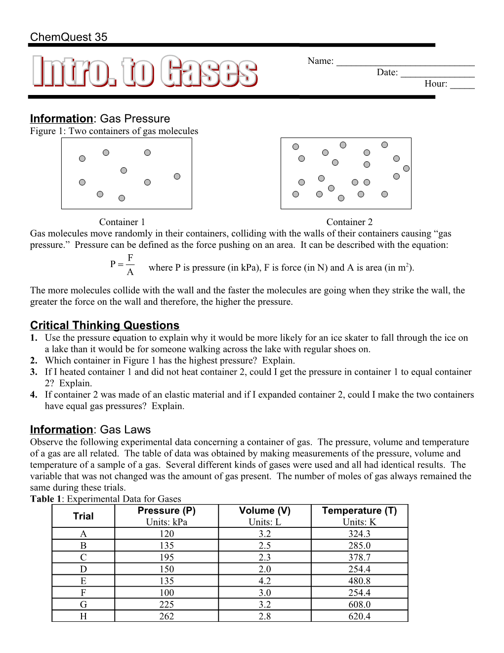 Information: Gas Pressure