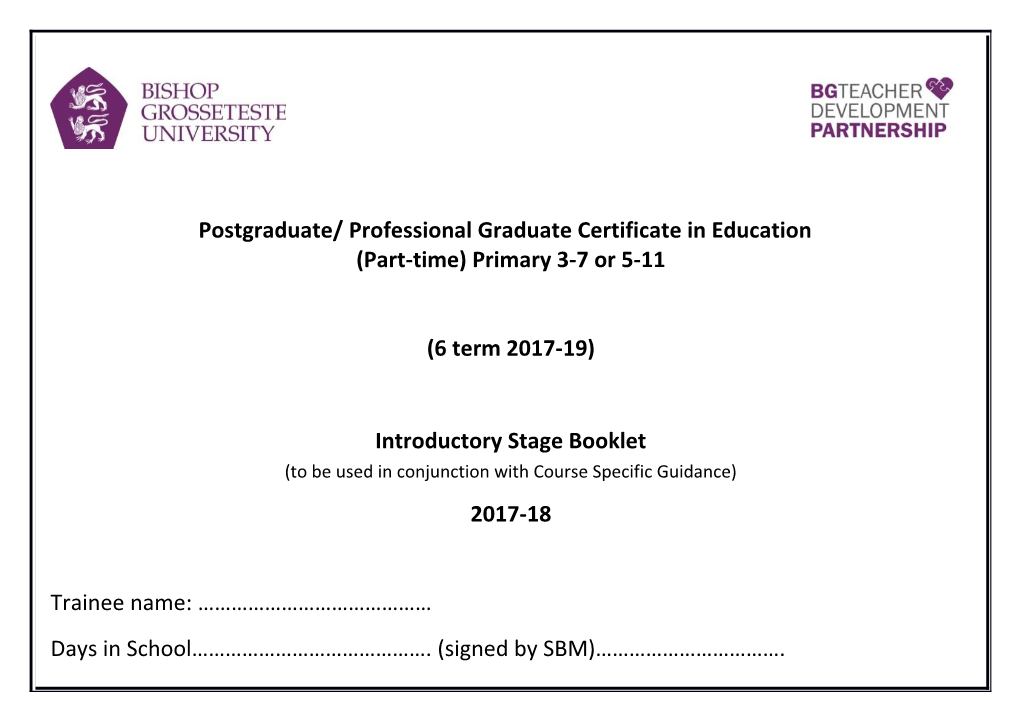 Postgraduate/ Professional Graduate Certificate in Education