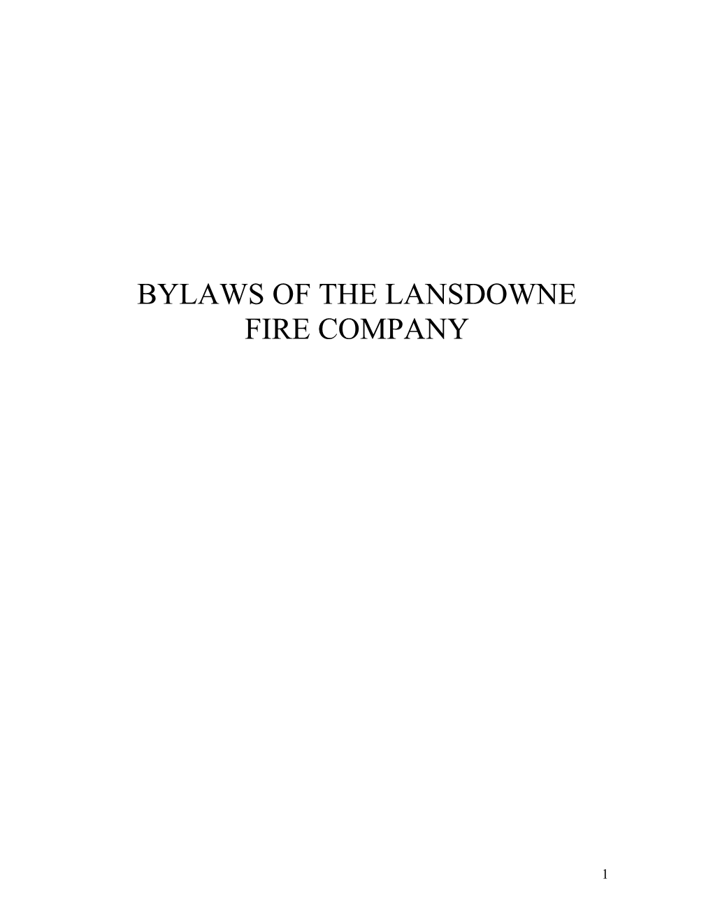 Bylaws of the Lansdowne Fire Company