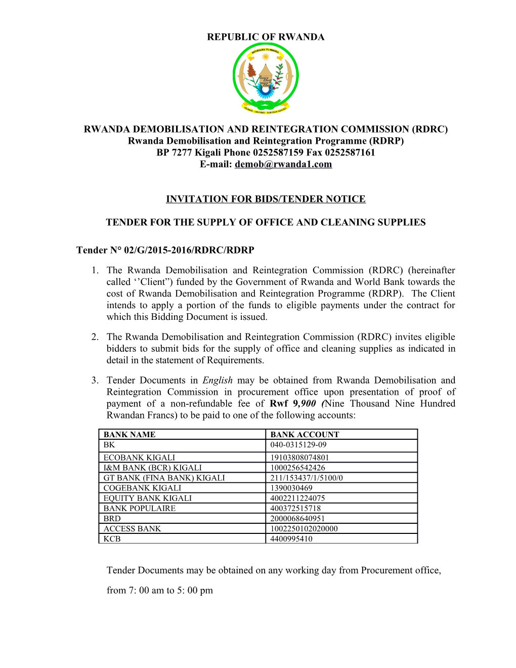 Rwanda Demobilisation and Reintegration Commission (Rdrc)