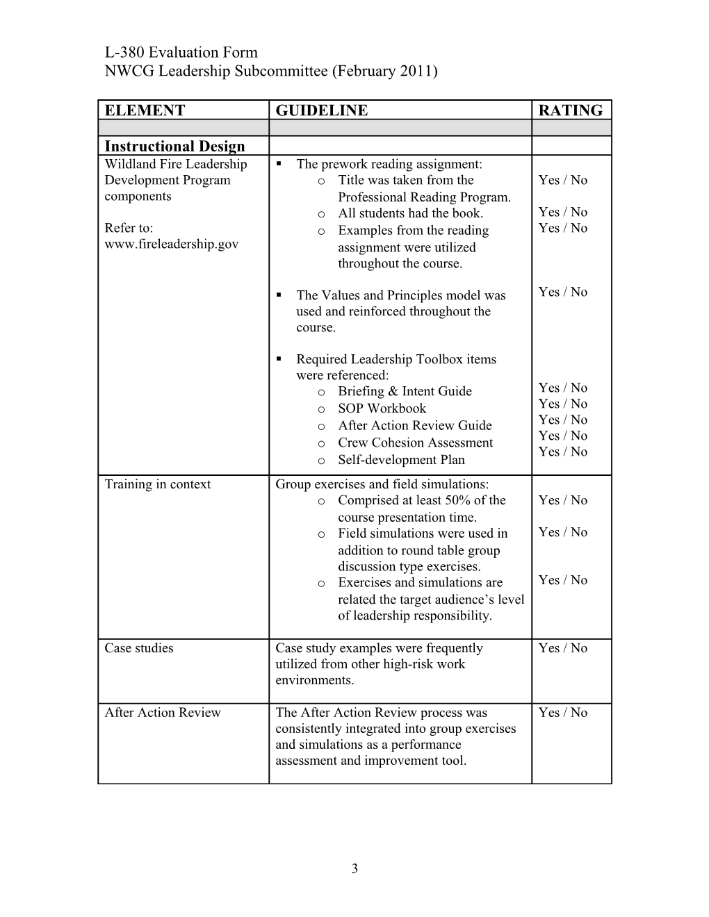 L-380 Evaluation Form