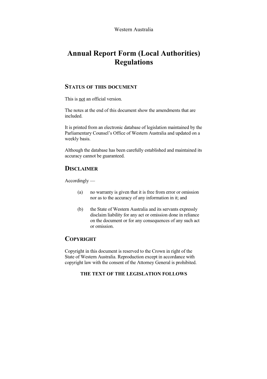 Annual Report Form (Local Authorities) Regulations