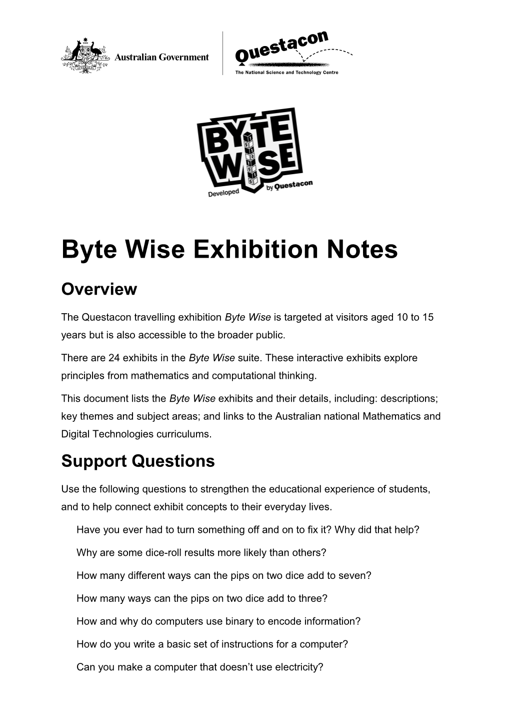 Bytewise Exhibition Notes