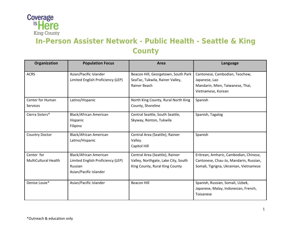 In-Person Assister Network Overview