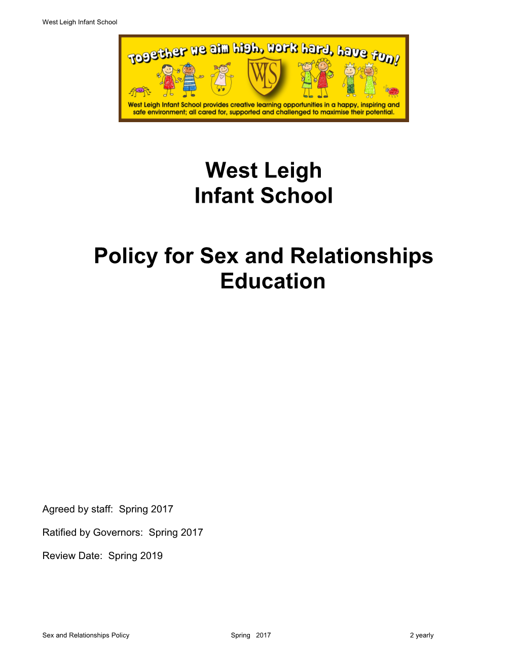 Policy for Sex and Relationships Education