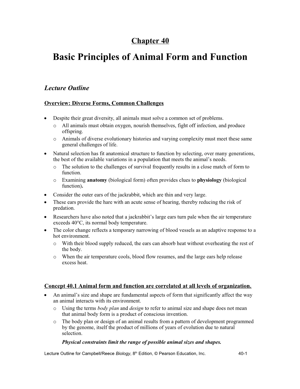 Basic Principles of Animal Form and Function