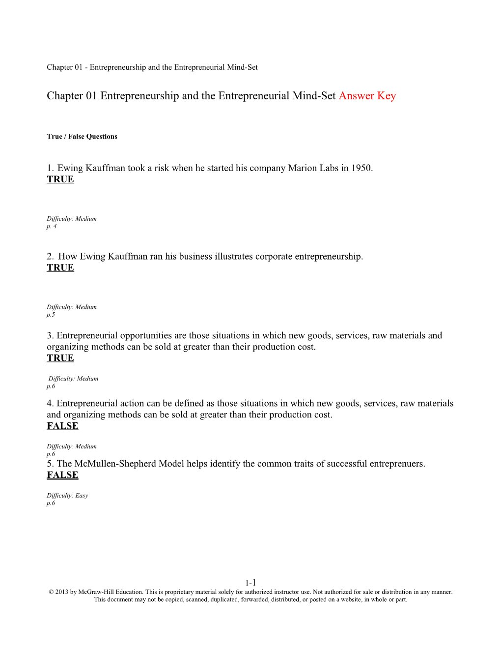 Chapter 01 Entrepreneurship and the Entrepreneurial Mind-Set