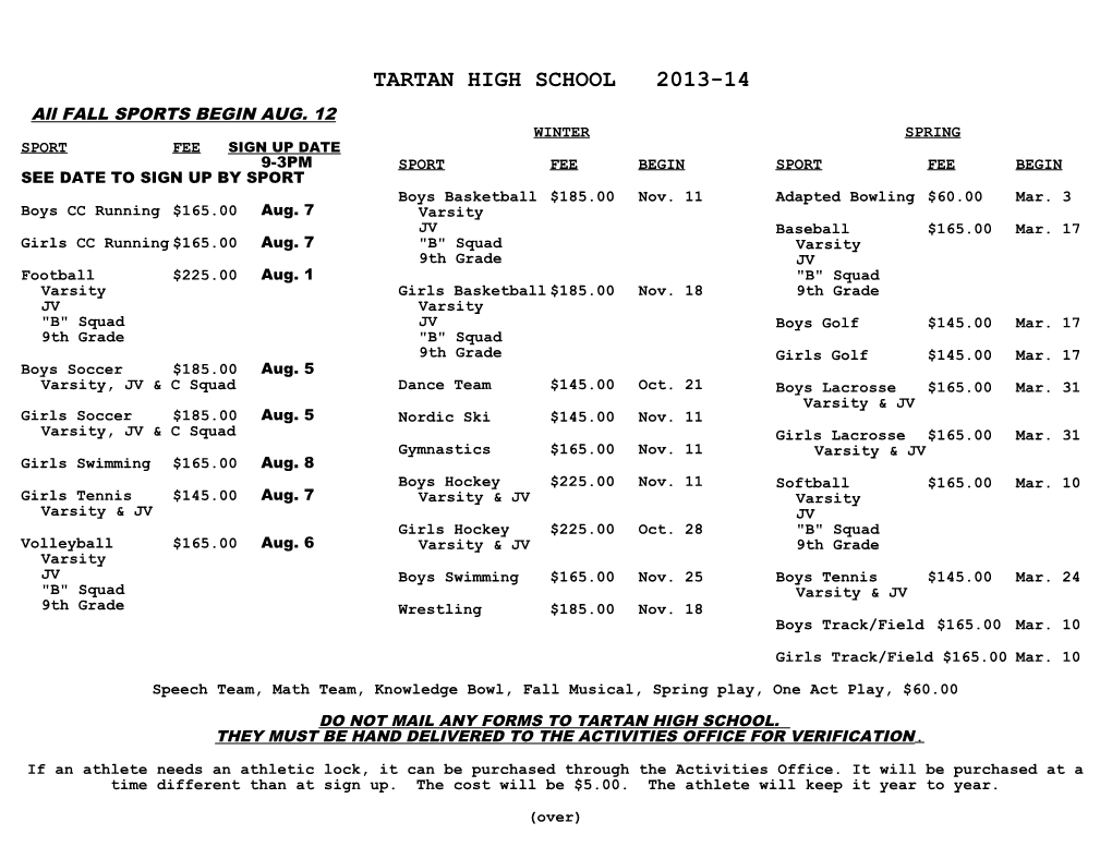 Tartan High School 2013-14
