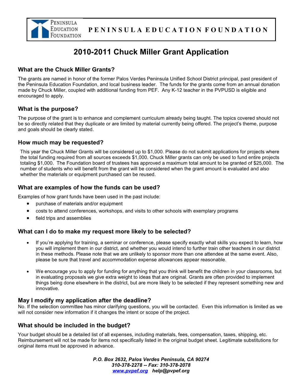 What Are the Chuck Miller Grants