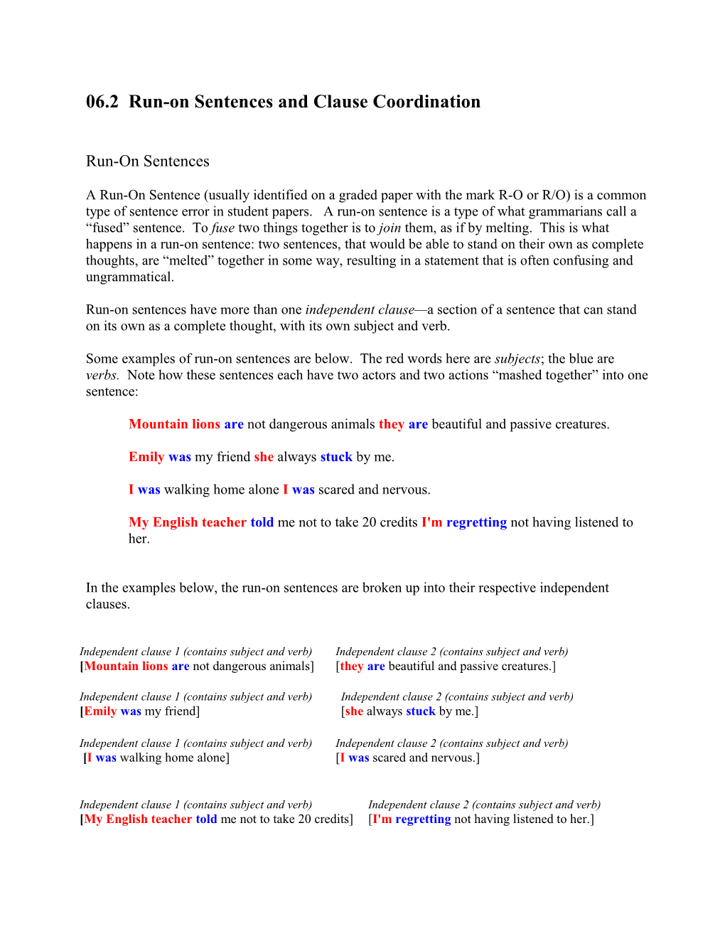 06.2 Run-On Sentences and Clause Coordination
