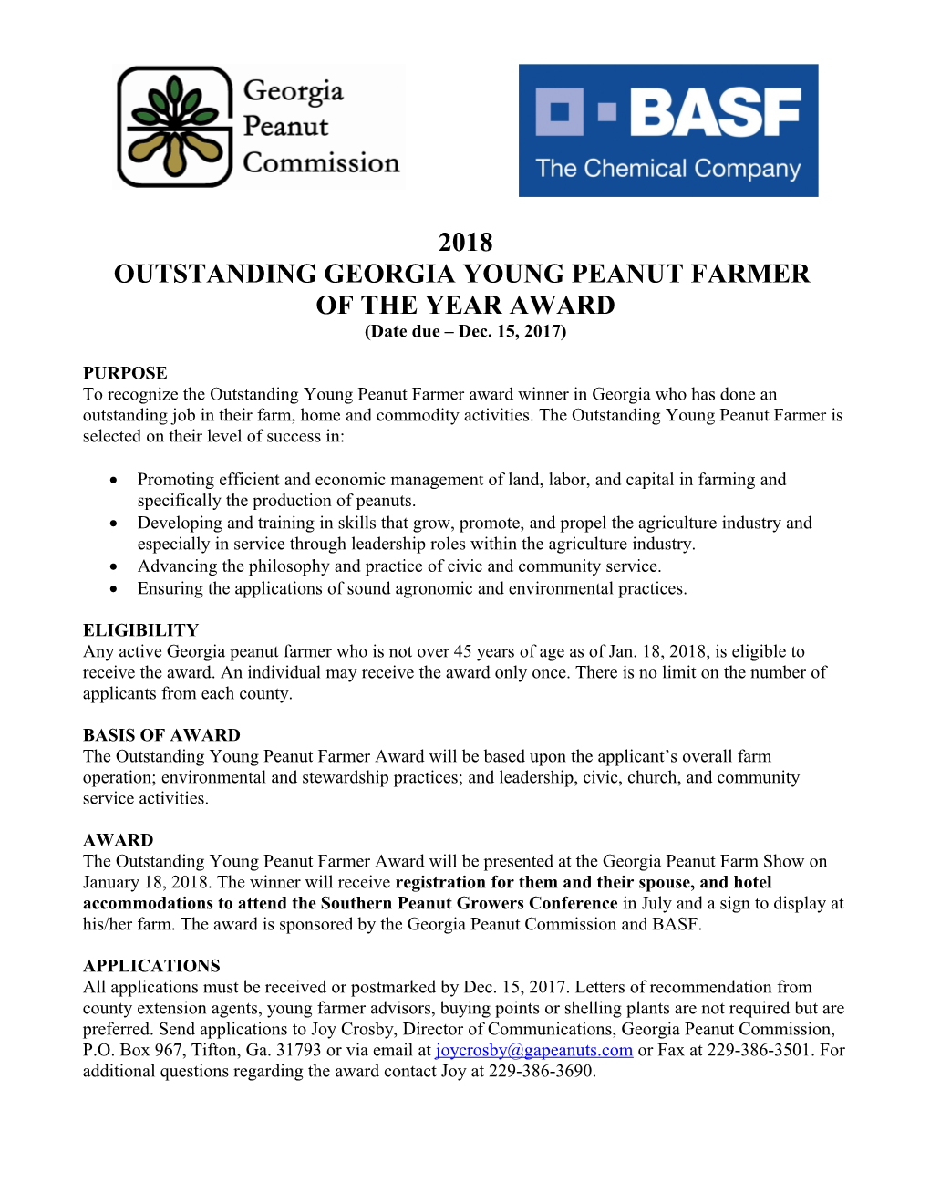 Outstanding Georgia Young Peanut Farmer