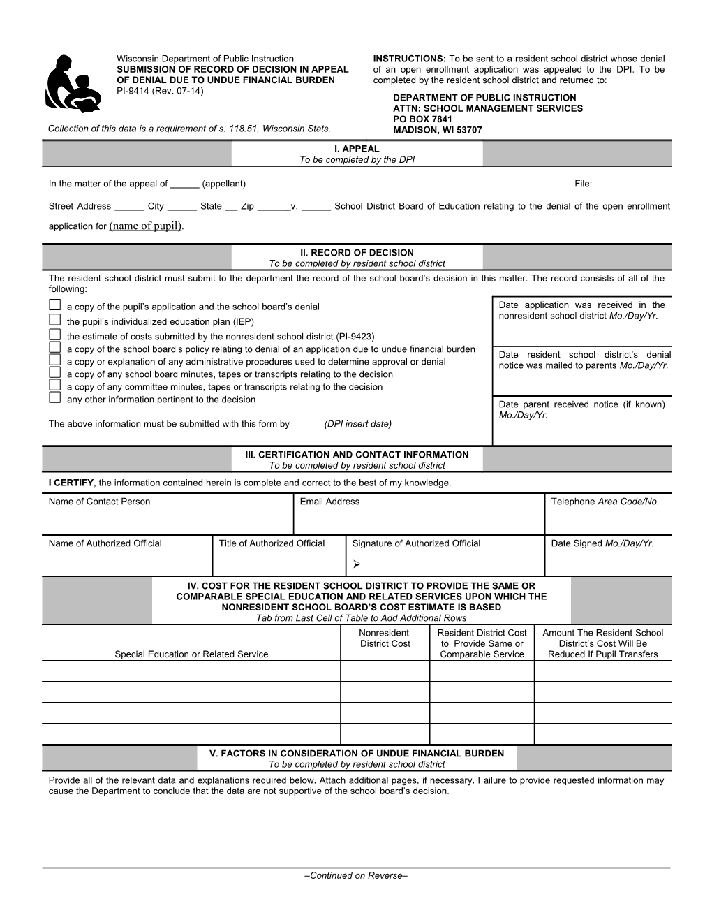 PI-9414 Submission of Record of Decision in Appeal