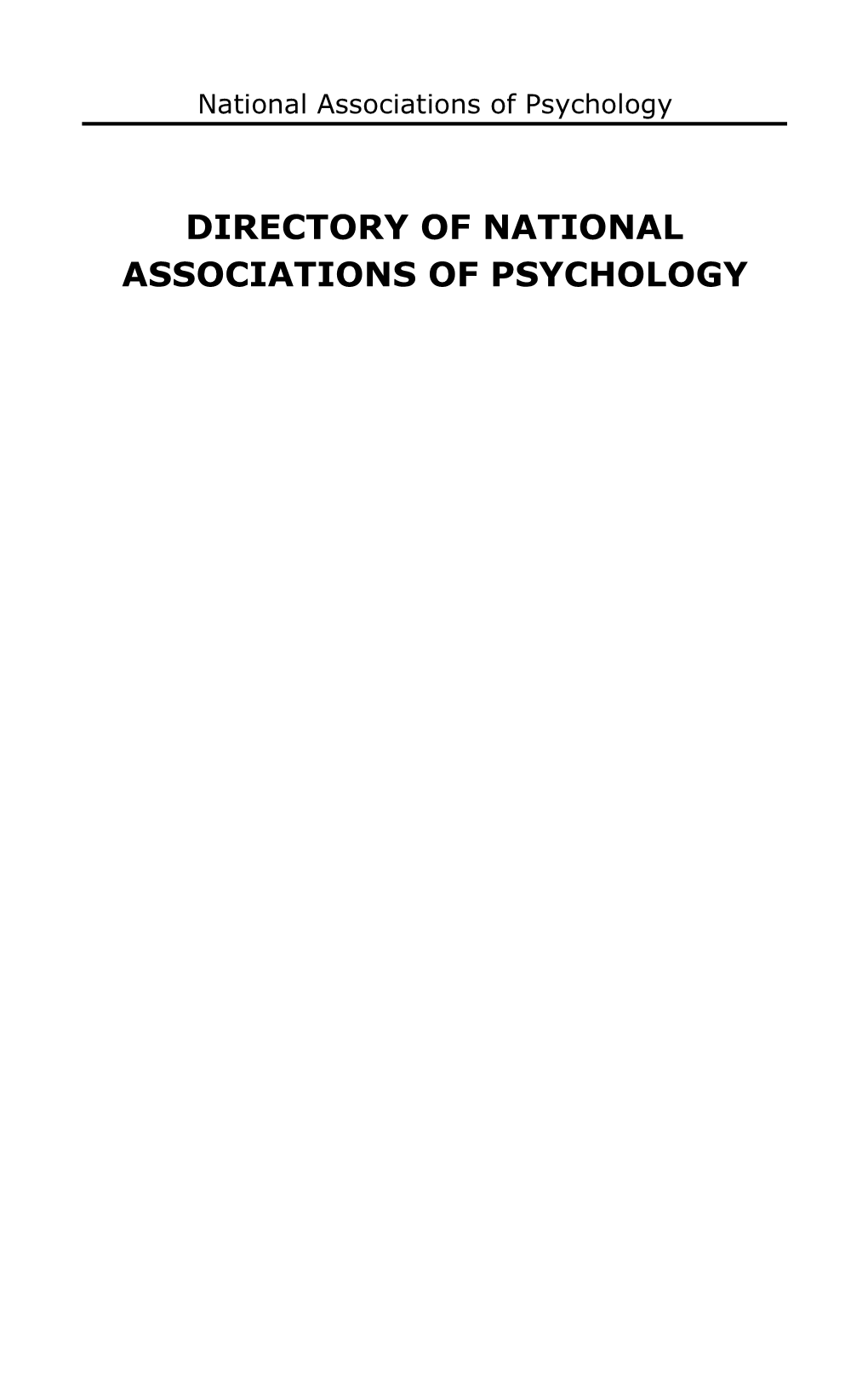 Directory Ofnational Associationsof Psychology