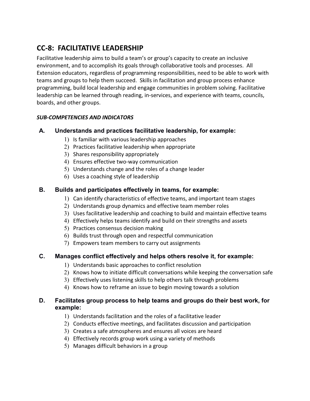 Cc-8: Facilitative Leadership