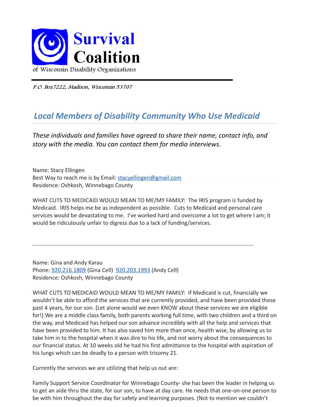 Local Members of Disability Community Who Use Medicaid