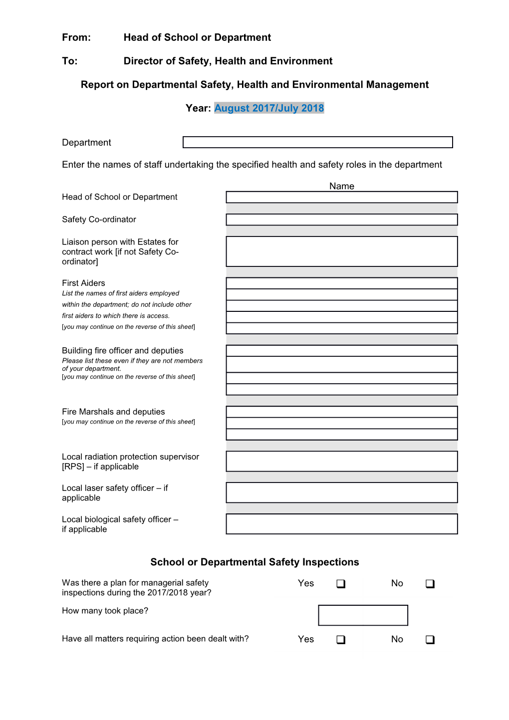 Report on Health and Safety Management