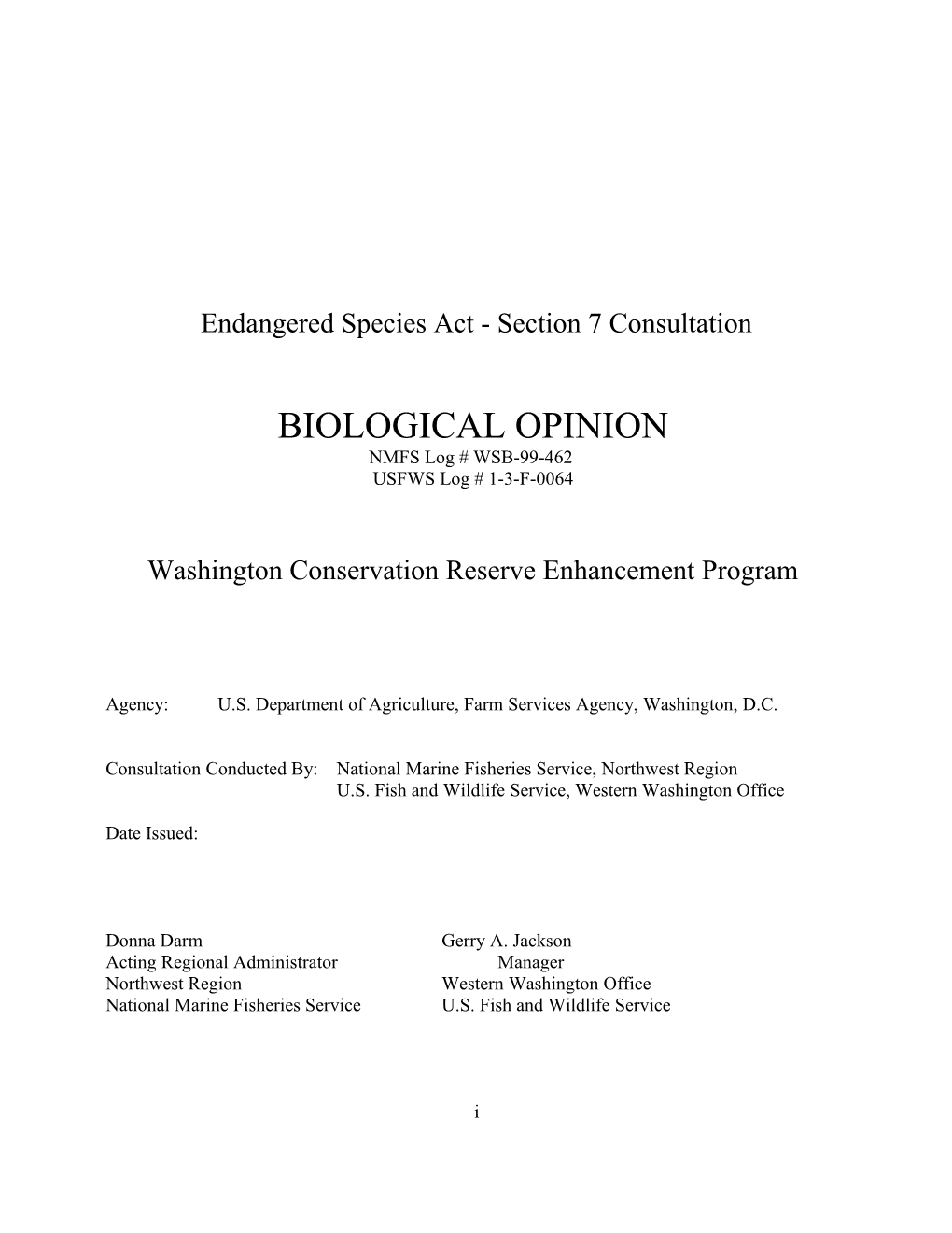 Endangered Species Act - Section 7 Consultation