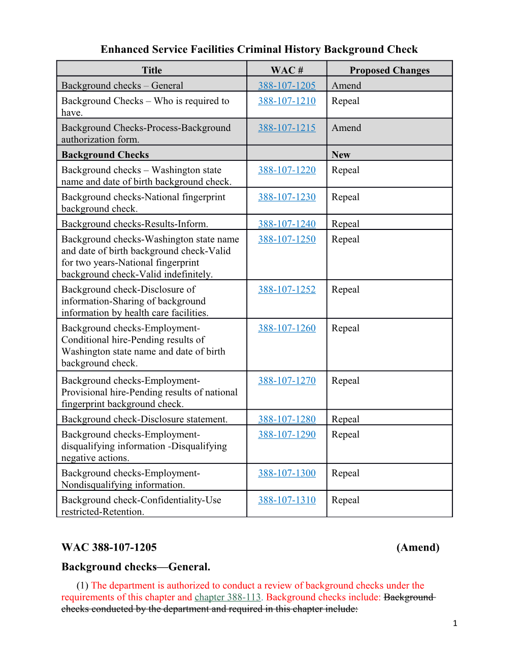 Enhanced Service Facilities Criminal History Background Check