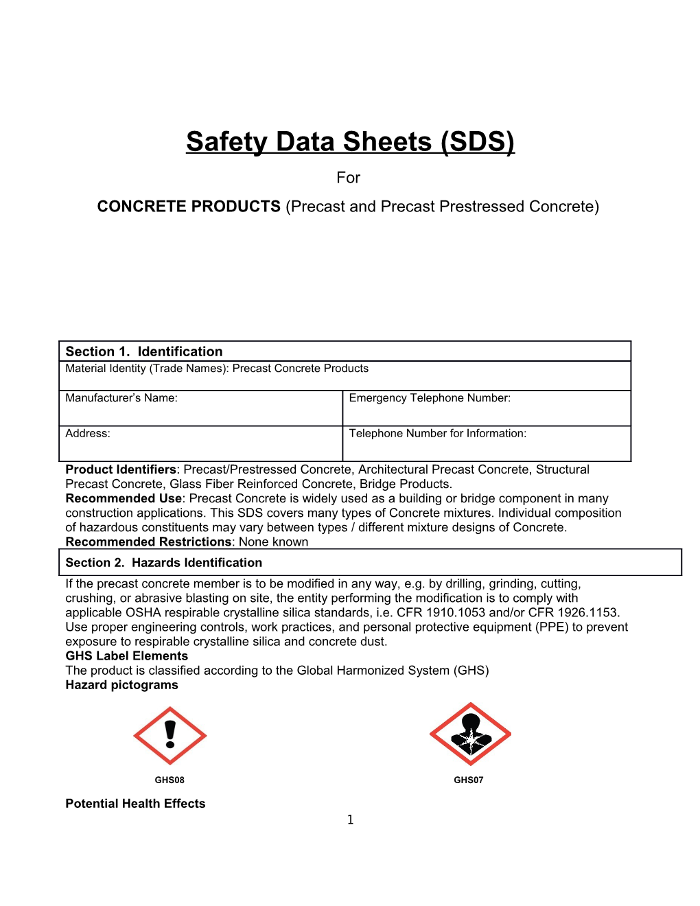 Safety Data Sheets (SDS)